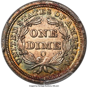 image for: 1853-O 10C Arrows, F-107, High R.3, MS66 PCGS....