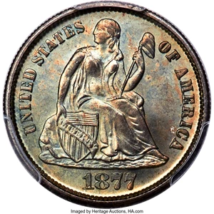 image for: 1877-S 10C F-107, R.5, MS67 PCGS. CAC....