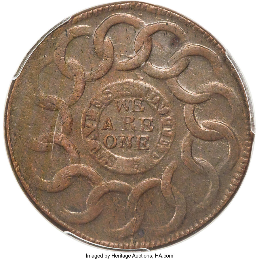 1787 Fugio 1c 4 Cinquefoils, STATES UNITED, Newman 13-X MS BN AU55 BN thumbnail 17