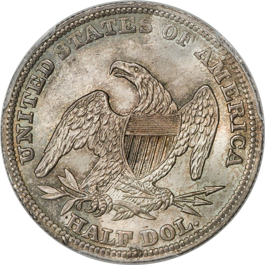 1839 50c Reeded Edge, Large Letters Reverse, GR-5 MS62 CAC thumbnail 3