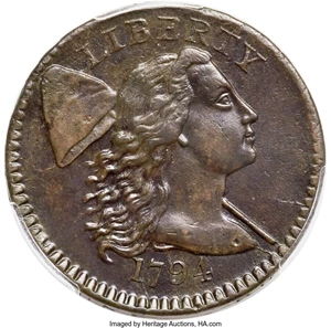 image for: 1794 1C Head of 1794, S-65, B-51, R.1, AU55 PCGS....