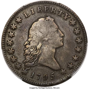 image for: 1795 50C 2 Leaves, Small Head, O-128, T-18, High R.5, VF20 PCGS....