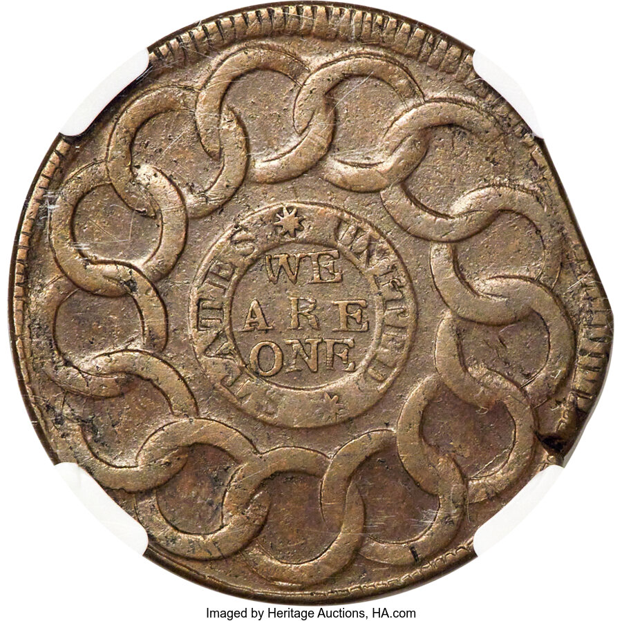 1787 Fugio 1c 8-Pointed Stars, Newman 15-Y MS BN AU58 BN thumbnail 3