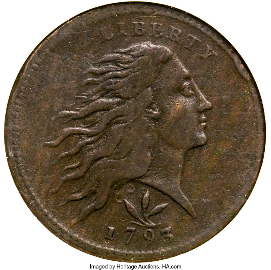 1793 1C Wreath, Vine and Bars Edge, S-9, B-12, R.2, VF25 NGC. ...