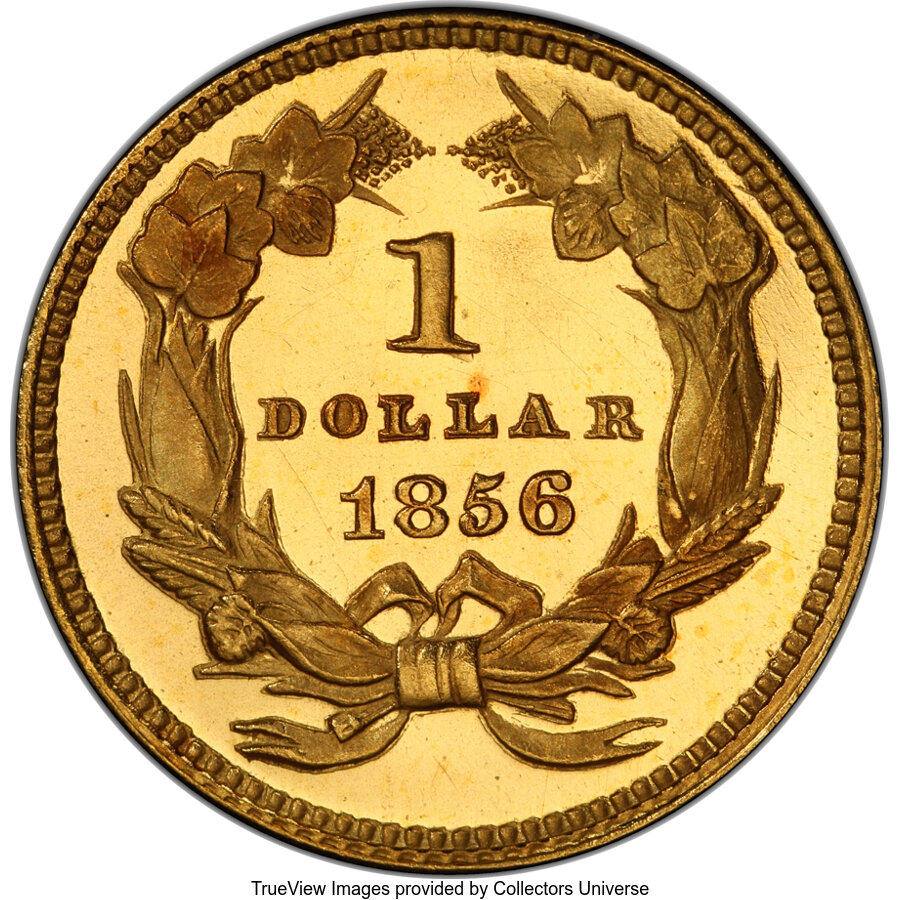1856 G$1 Slanted 5 PR DCAM PR65 DCAM CAC thumbnail 4
