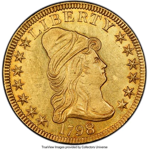 image for: 1798/7 $10 7x6 Stars, BD-2, R.6, MS62 PCGS....
