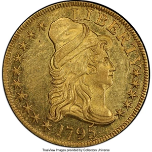image for: 1795 $5 Small Eagle, S Over D, BD-6, R.5 MS62 PCGS....