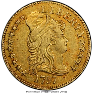 image for: 1797 $5 Small Eagle, 15 Stars, BD-2, R.7 AU58 PCGS. CAC....