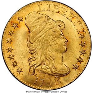 image for: 1798 $5 Large Eagle, Large 8, 13 Stars Reverse, BD-4, High R.4, MS66 PCGS....