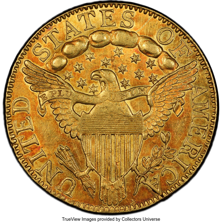 1798 $5  Large Eagle, Normal 8, BD-8 AU50 thumbnail 2