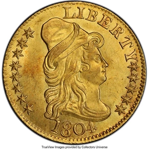 image for: 1804 $5 Small Over Large 8, BD-7, R.4, MS65 PCGS....