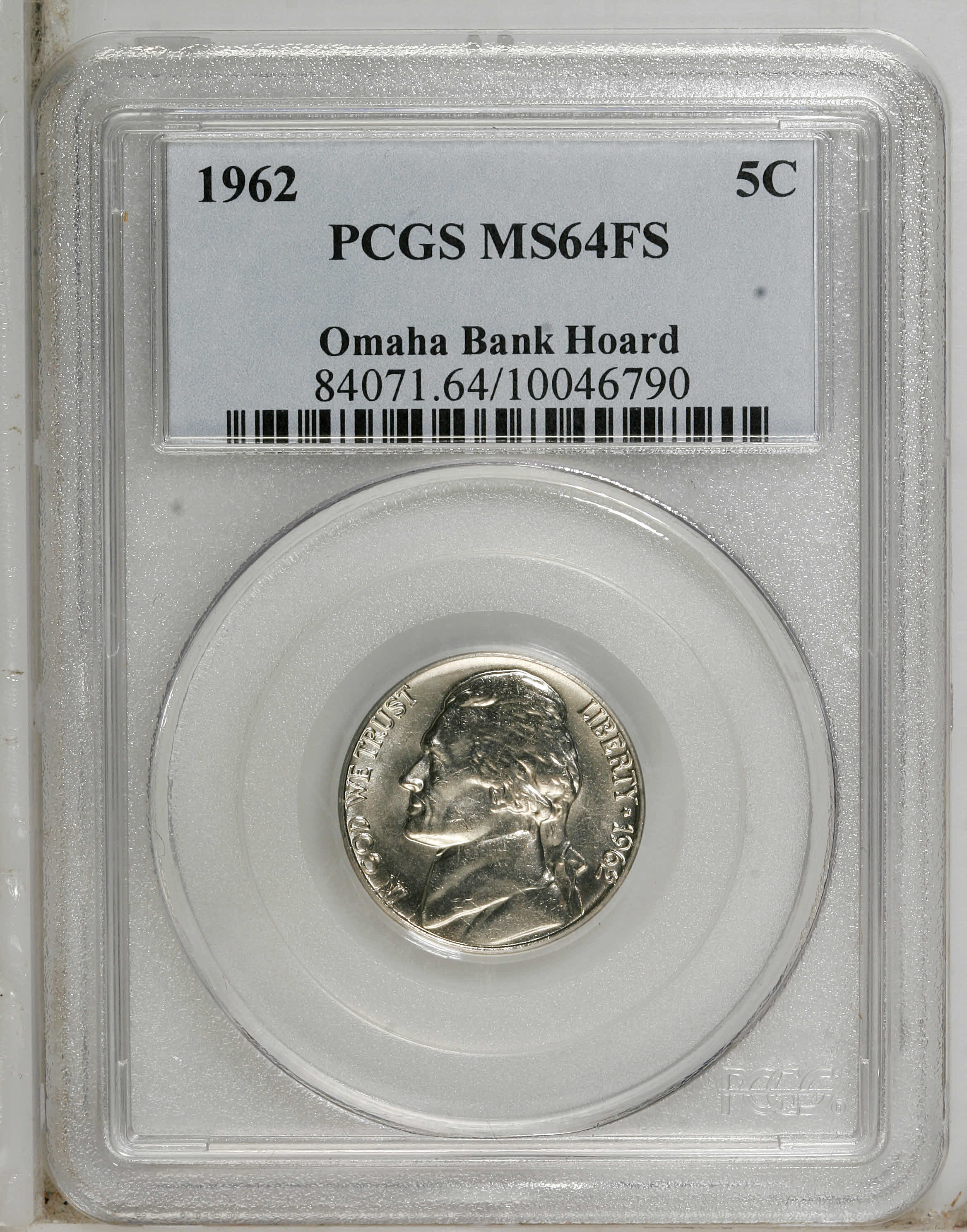 1962 5C MS64 Full Steps PCGS. PCGS Population (119/165). NGC Census: (1/16). (#84071)...
