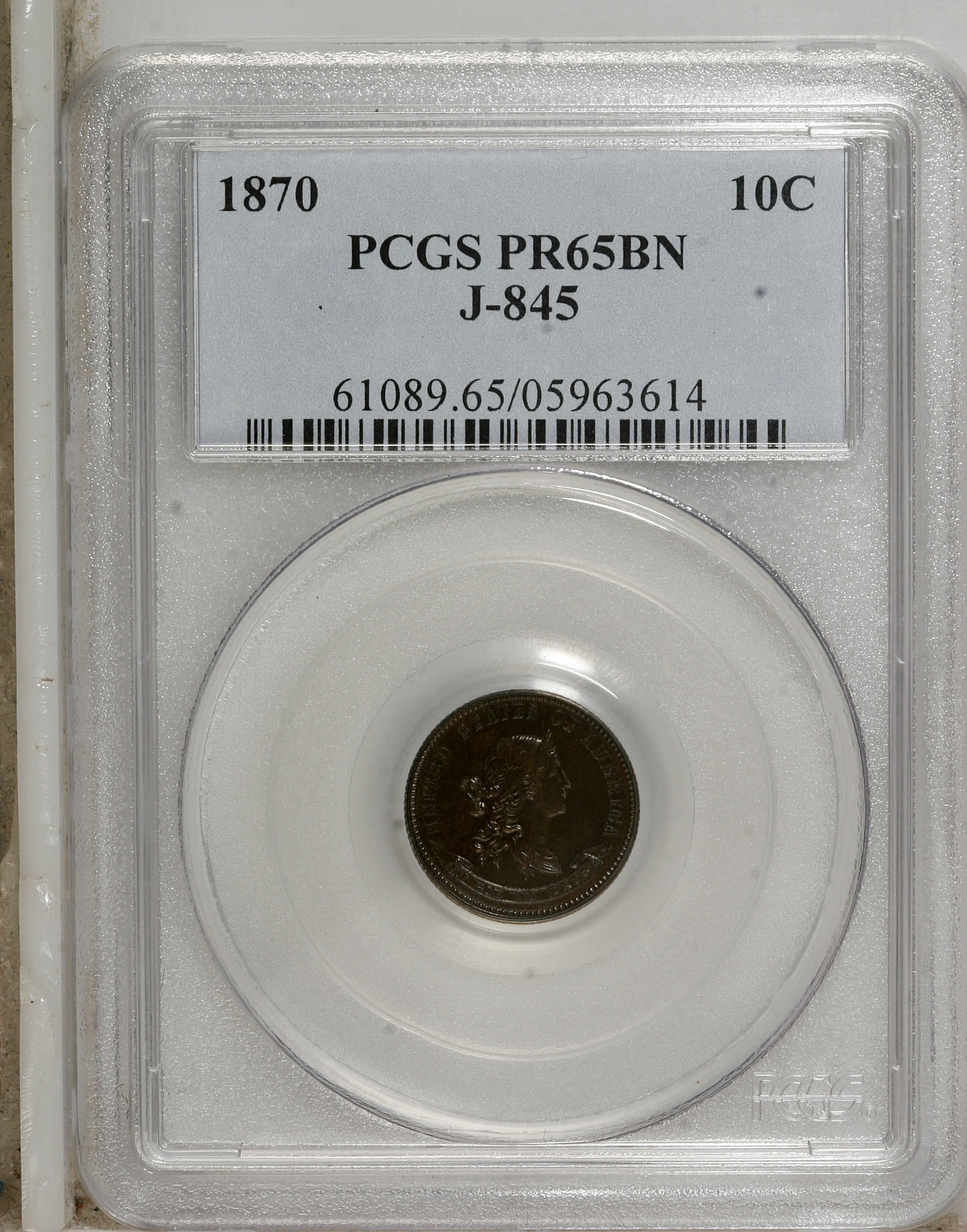 1870 P10c Copper, J-845 PR BN thumbnail 7
