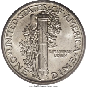 image for: 1917-S 10C MS67 PCGS. This is a Superb Mint State example in a green label PCGS holder. Both sides are brilliant with silve...