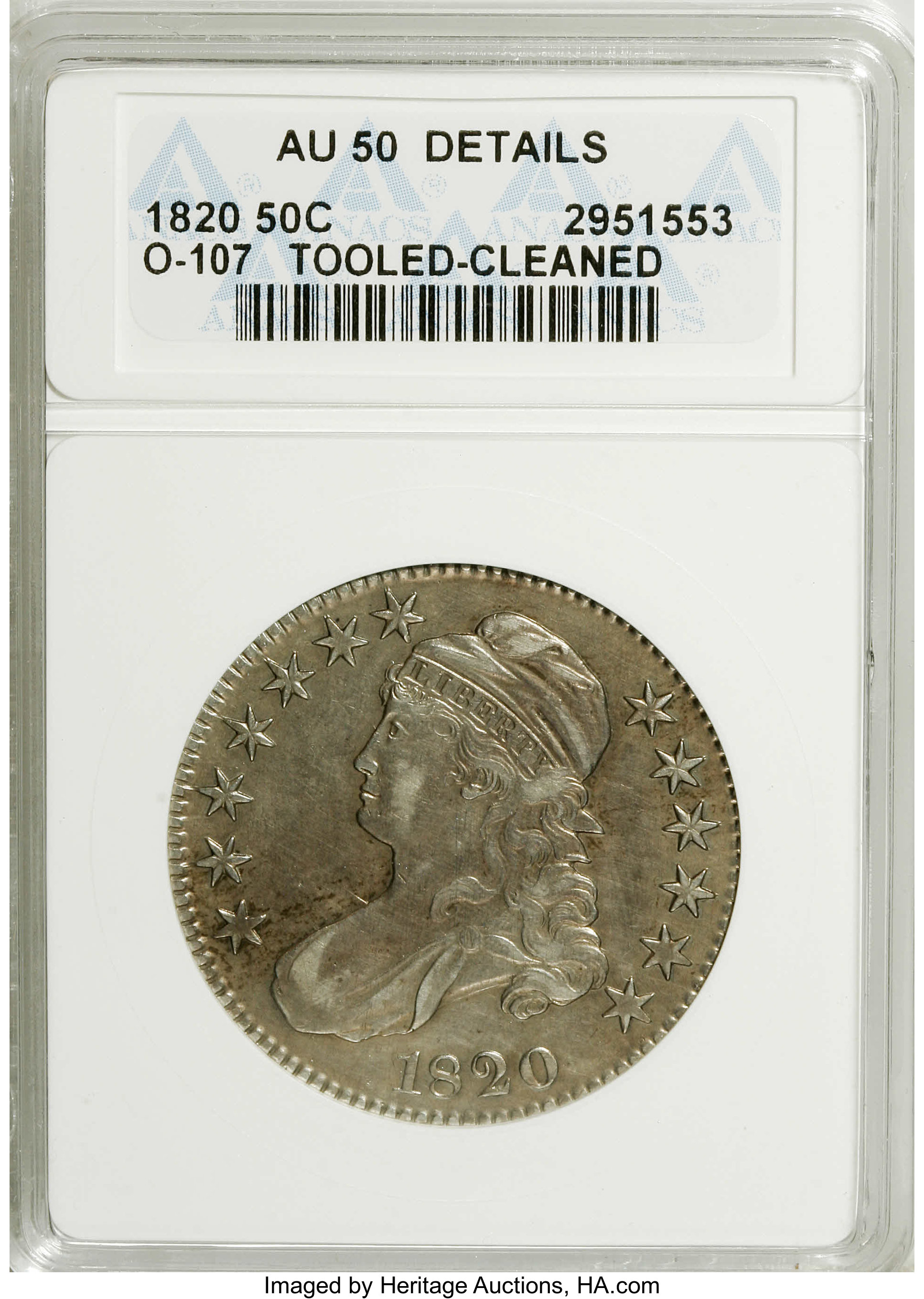 1820 50c No Serif on E's G4 CAC thumbnail 16