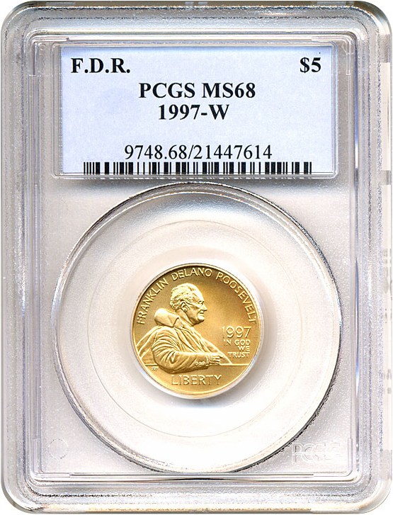 1997-W $5 Franklin D. Roosevelt PCGS MS68