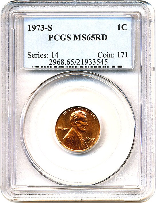 1973-S 1c PCGS MS65 RD