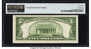image for: Fr. 1956-F $5 1934 Mule Federal Reserve Note. PMG Gem Uncirculated 65 EPQ....