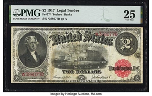 image for: Fr. 57* $2 1917 Legal Tender Star PMG Very Fine 25....