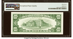 image for: Fr. 2016-G* $10 1963 Federal Reserve Star Note. PMG Superb Gem Unc 67 EPQ....