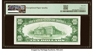 image for: Fr. 2002-B $10 1928B Light Green Seal Federal Reserve Note. PMG Gem Uncirculated 66 EPQ....