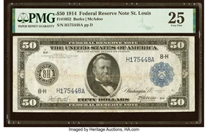 image for: Fr. 1052 $50 1914 Federal Reserve Note PMG Very Fine 25....