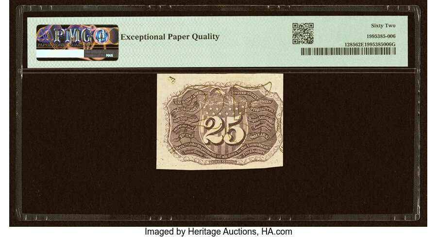  25c Head of George Washington in Bronze Oval Frame (Fr. 1285) thumbnail 14