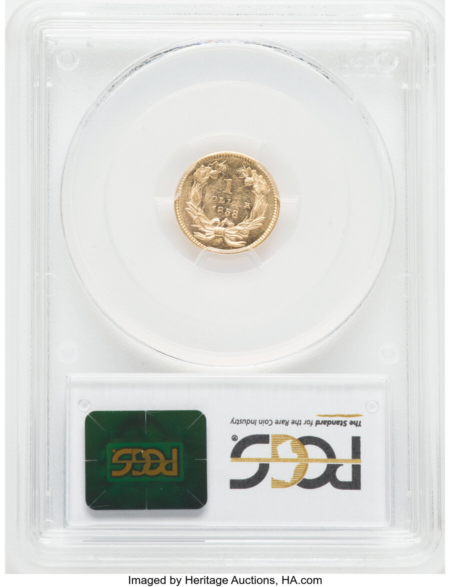 1858 G$1 MS60 thumbnail 15