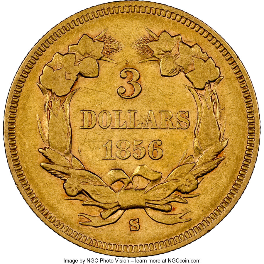 1856-S $3 VF35 CAC thumbnail 2