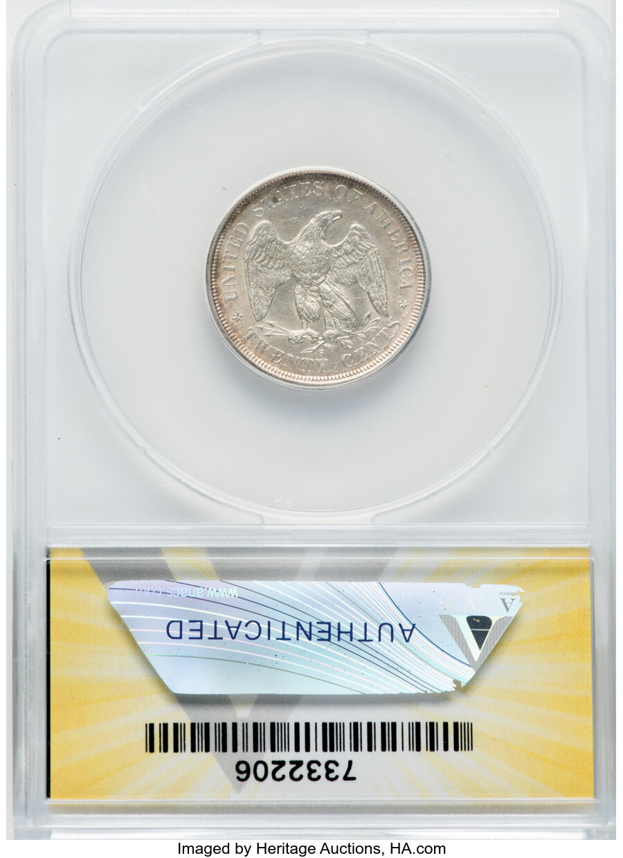 1875-S/S 20c Misplaced Date, FS-302 AU53 CAC thumbnail 4