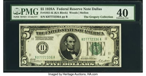 image for: Fr. 1951-K $5 1928A Federal Reserve Note. PMG Extremely Fine 40....