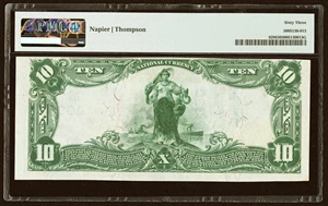 image for: Grand Rapids, WI - $10 1902 Plain Back Fr. 629 The Citizens National Bank Ch. # (M)10330 PMG Choice Uncirculated 63....