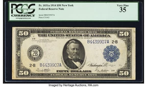 image for: Fr. 1031a $50 1914 Federal Reserve Note PCGS Very Fine 35....