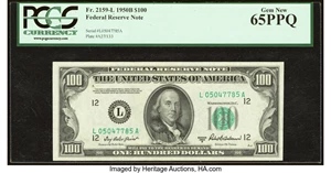 image for: Fr. 2159-L $100 1950B Federal Reserve Note. PCGS Gem New 65PPQ....