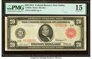 image for: Fr. 962a $20 1914 Red Seal Federal Reserve Note PMG Choice Fine 15....