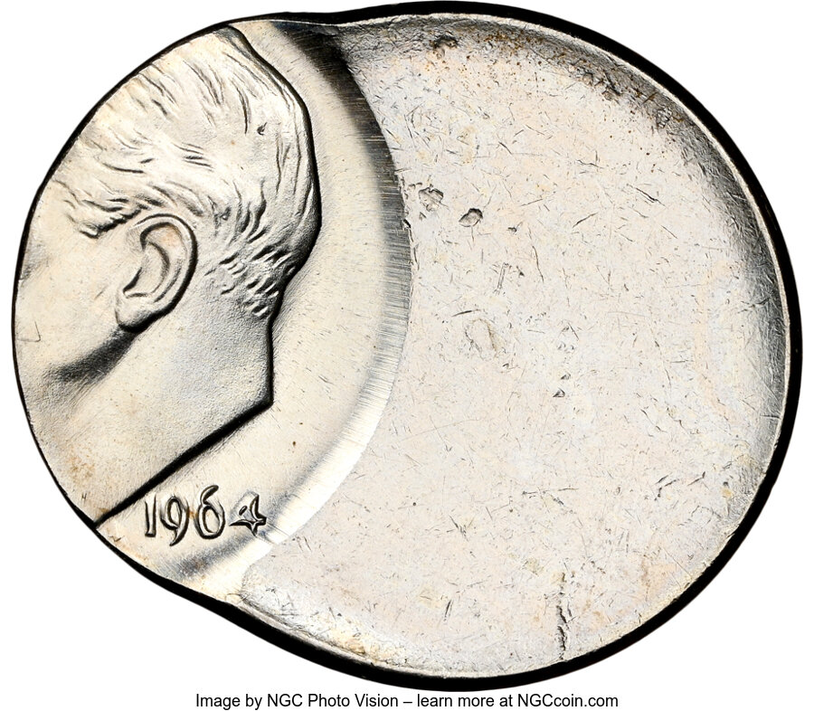 1964 10C Roosevelt Dime -- Struck 55% Off Center -- MS65 NGC. ...