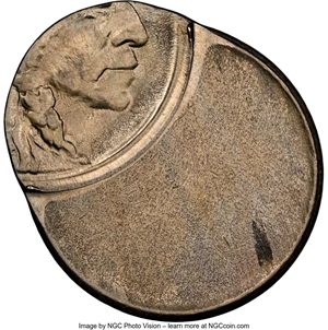 image for: No Date 5C Type Two, Buffalo Nickel -- Struck 65% Off Center -- MS66 NGC....