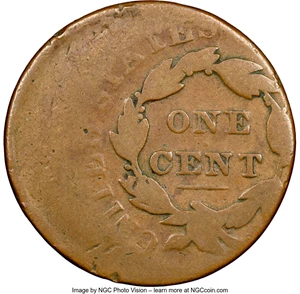 image for: (1816-1835) 1C Coronet Head Cent -- Struck 25% Off Center -- Good 6 NGC....