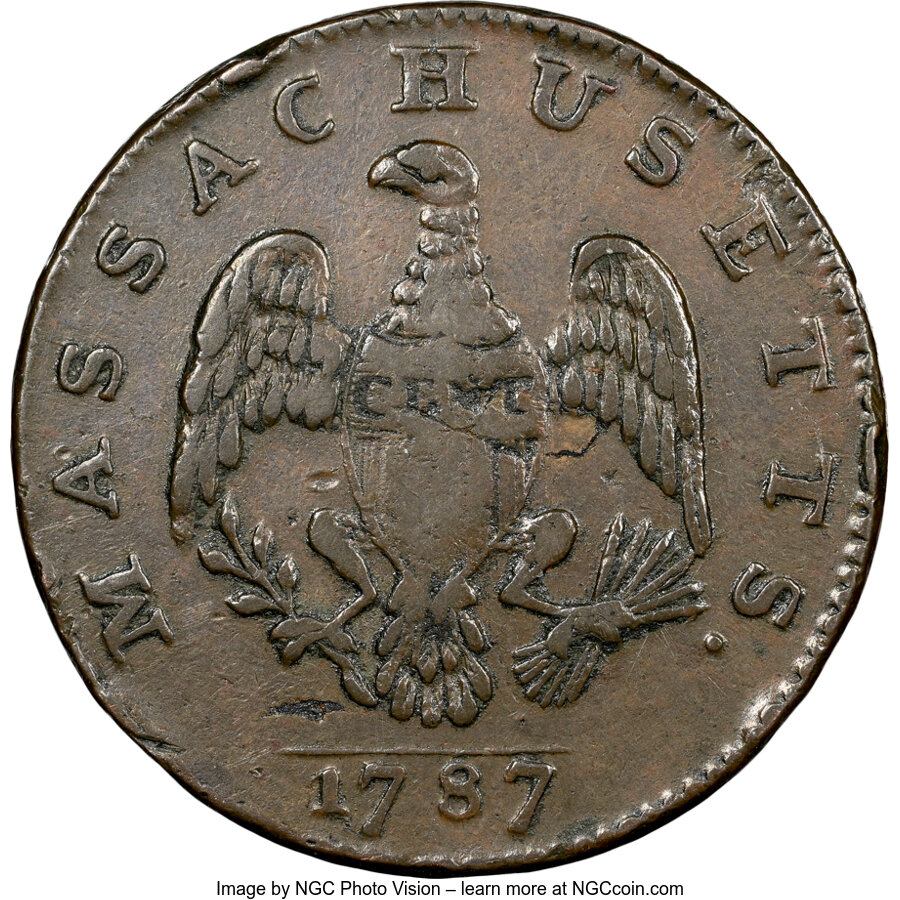 1787 Cent Massachusetts, Left Arrows MS BN VF35 BN thumbnail 2