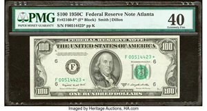 image for: Fr. 2160-F* $100 1950C Federal Reserve Star Note. PMG Extremely Fine 40....