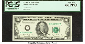 image for: Fr. 2161-B $100 1950D Federal Reserve Note. PCGS Gem New 66PPQ....