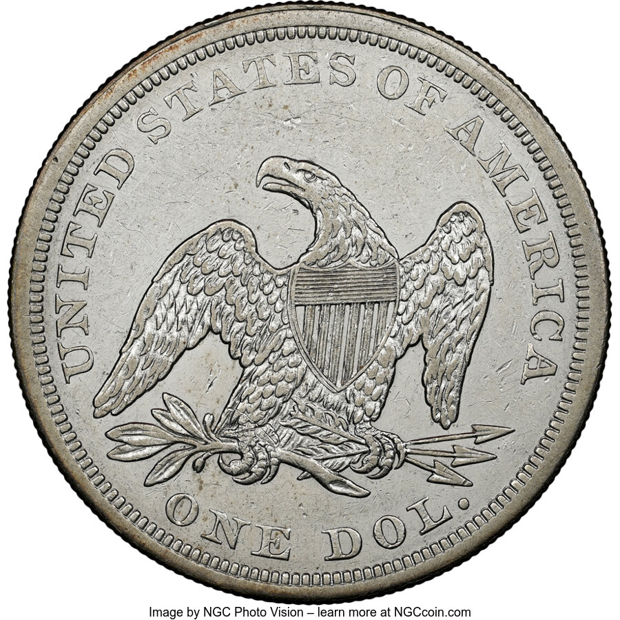 1865 $1 VF35 thumbnail 2
