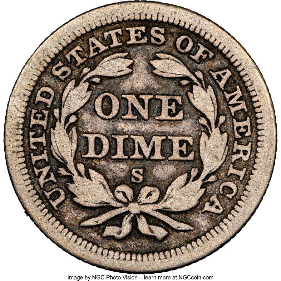 1858-S 10c VF25 thumbnail 2
