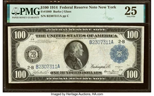 image for: Fr. 1089 $100 1914 Federal Reserve Note PMG Very Fine 25....