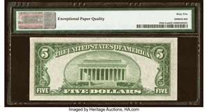 image for: Fr. 1956-E $5 1934 Mule Federal Reserve Note. PMG Gem Uncirculated 65 EPQ....