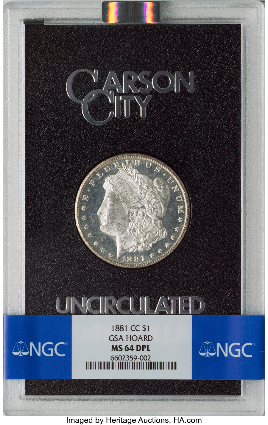 1881-CC $1 GSA MS64 Deep Prooflike NGC. NGC Census: (0/0). PCGS Population: (7/13). MS64....
