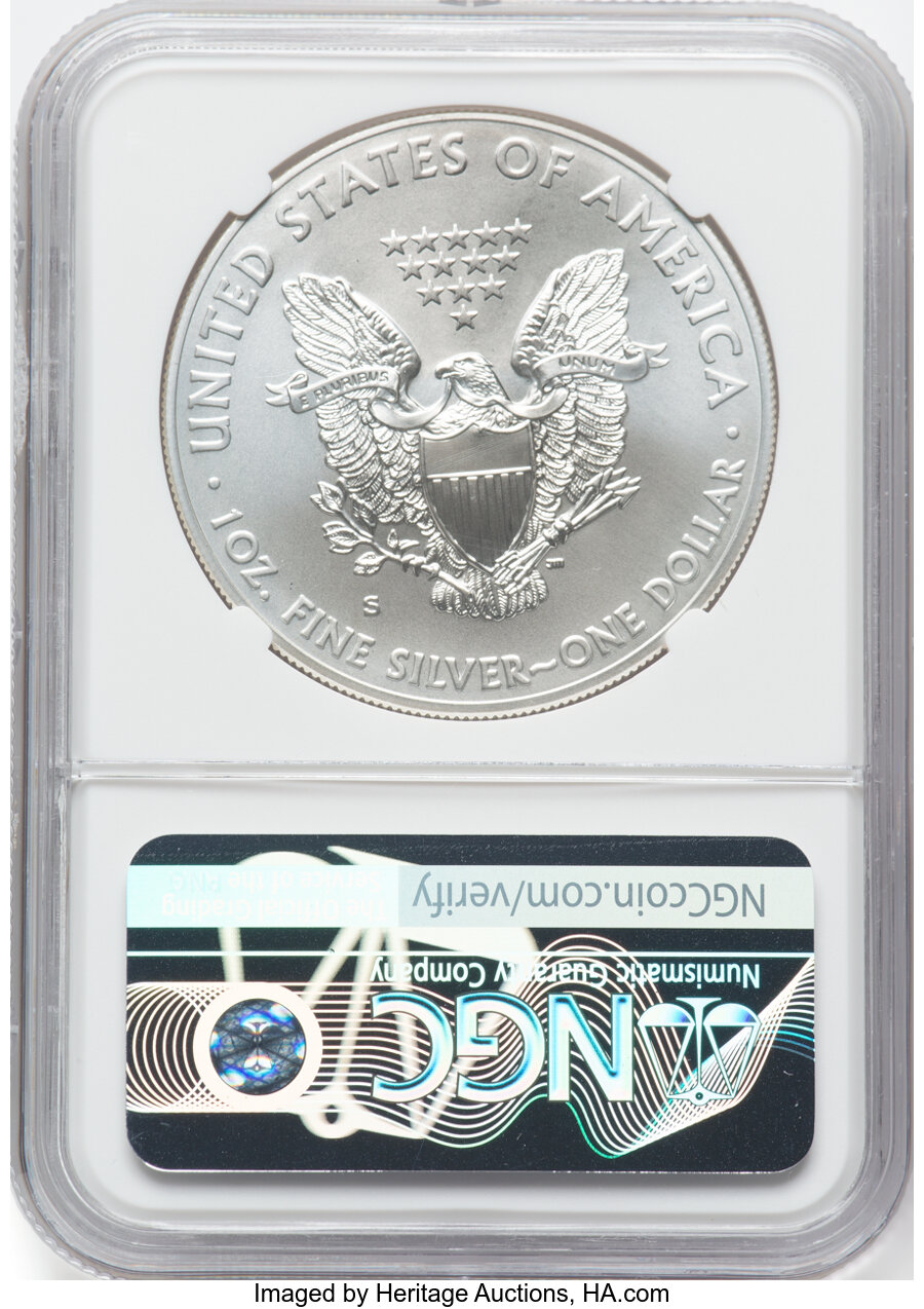 2011-S $1  Silver Eagle, Burnished, 25th Anniversary MS63 thumbnail 7