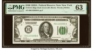 image for: Fr. 2151-B $100 1928A Federal Reserve Note. PMG Choice Uncirculated 63....