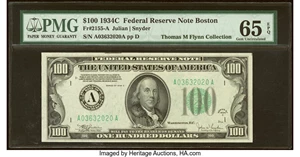 image for: Fr. 2155-A $100 1934C Federal Reserve Note. PMG Gem Uncirculated 65 EPQ....