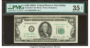 image for: Fr. 2158-K* $100 1950A Federal Reserve Star Note. PMG Choice Very Fine 35 EPQ....